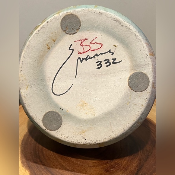 VTG Tony Evans Raku Pottery Pastel Vase/Bowl Signed MCM  Decor, #332 - Picture 6 of 9